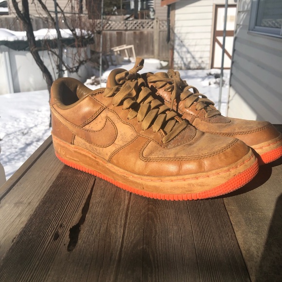 Nike Air Force 1 Insideout 312486-271 Men's Brown Leather Shoes maple / mango - Picture 2 of 14